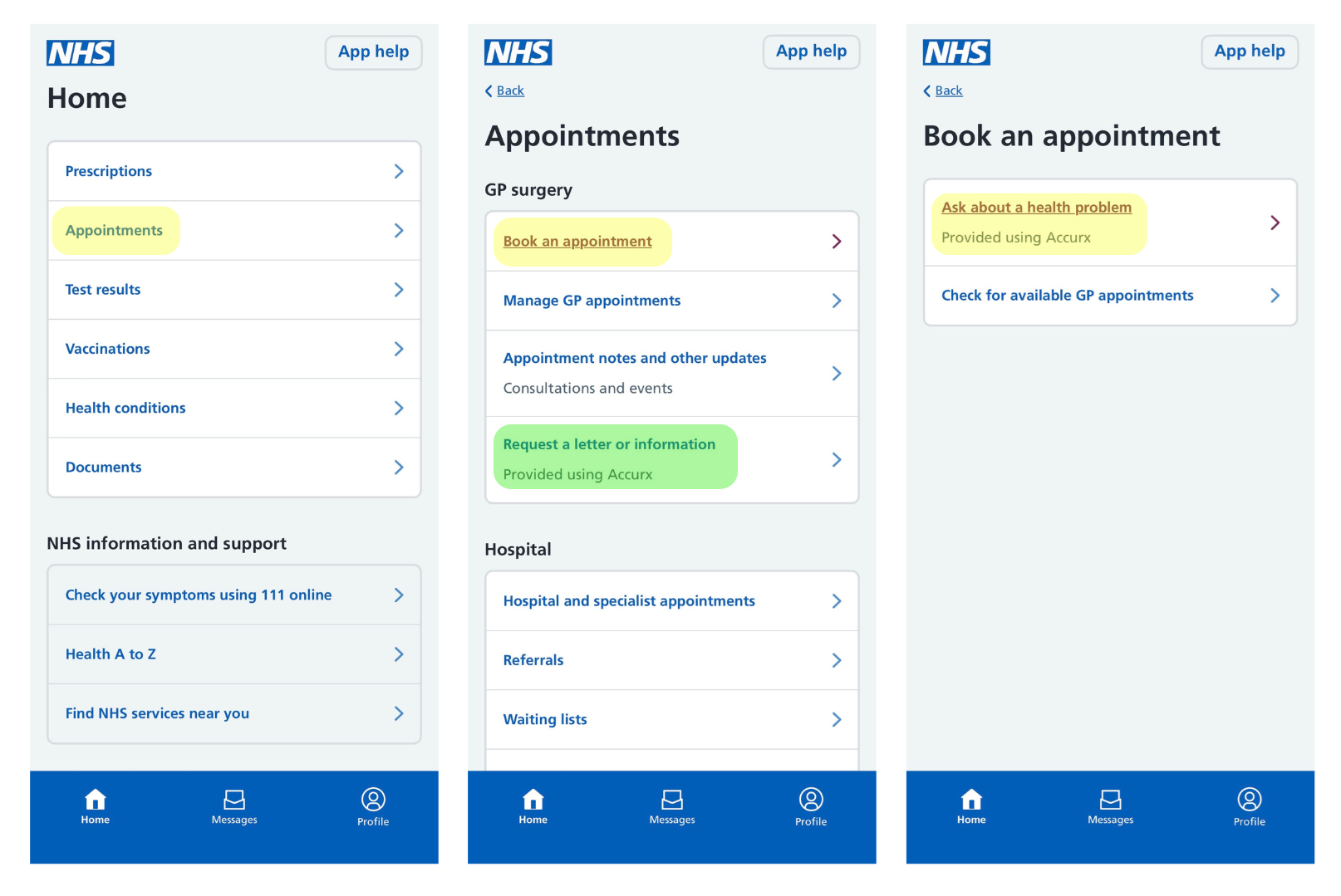 Accurx in the NHS App 